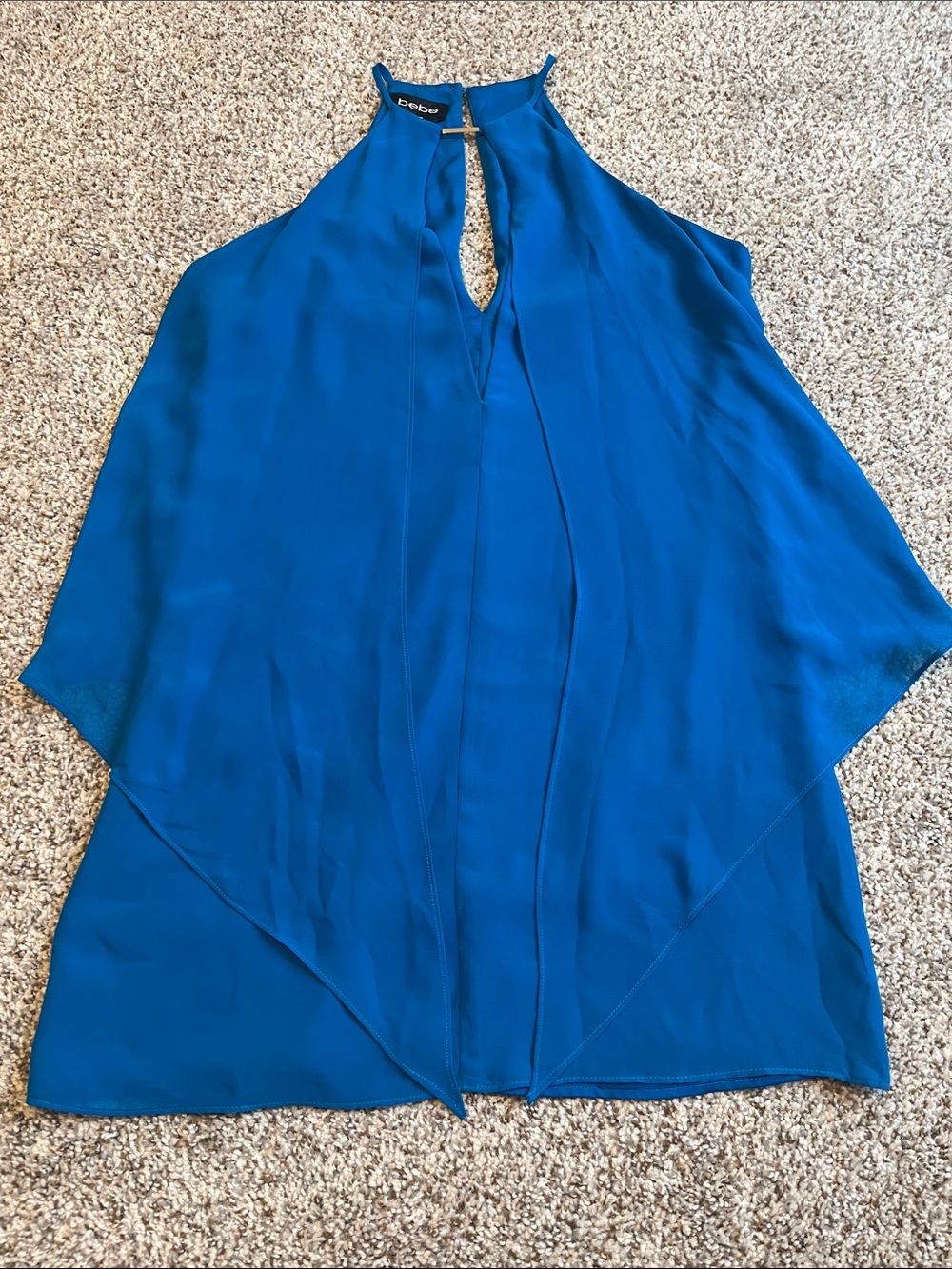 bebe Royal Blue Halter Keyhole Mini Dress